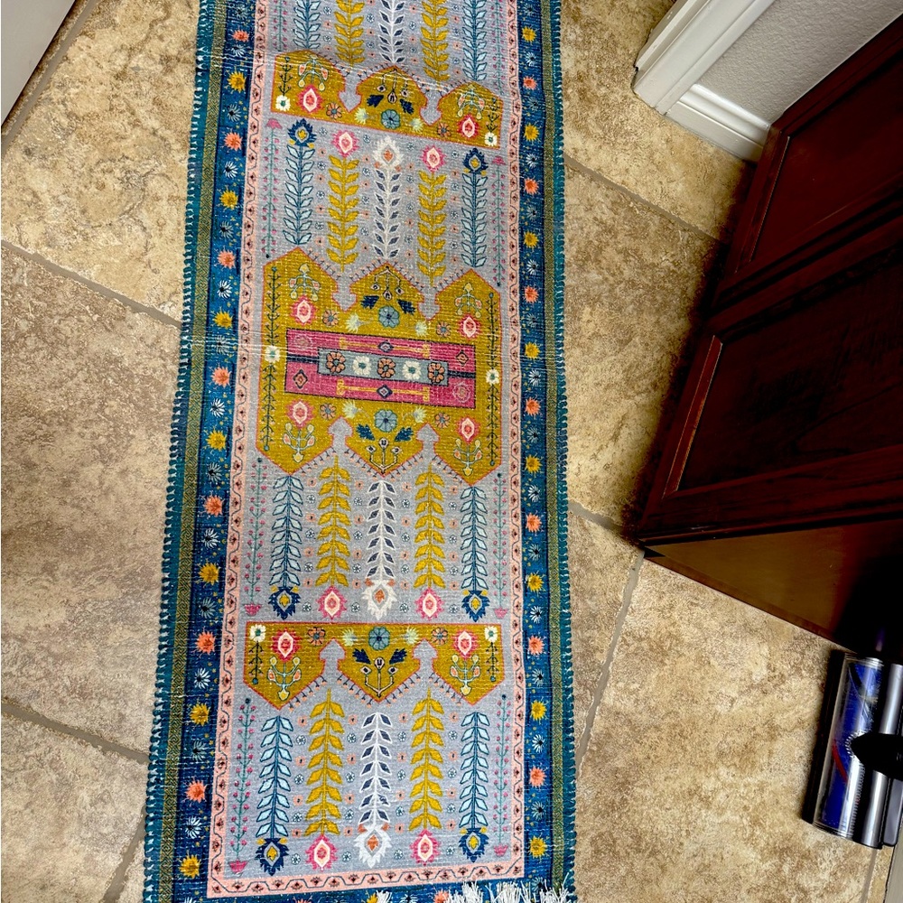 Blue and Yellow Geoello Anthropologie runner